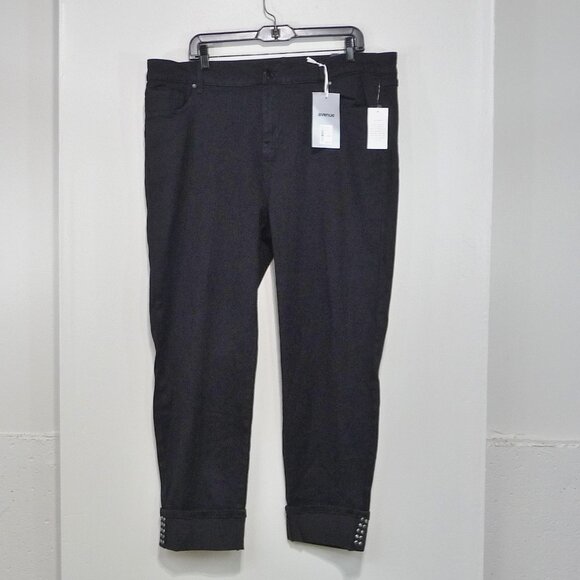 AVENUE SIZE 20 STRETCH JEANS BLACK BUTTER DENIM - Picture 1 of 10